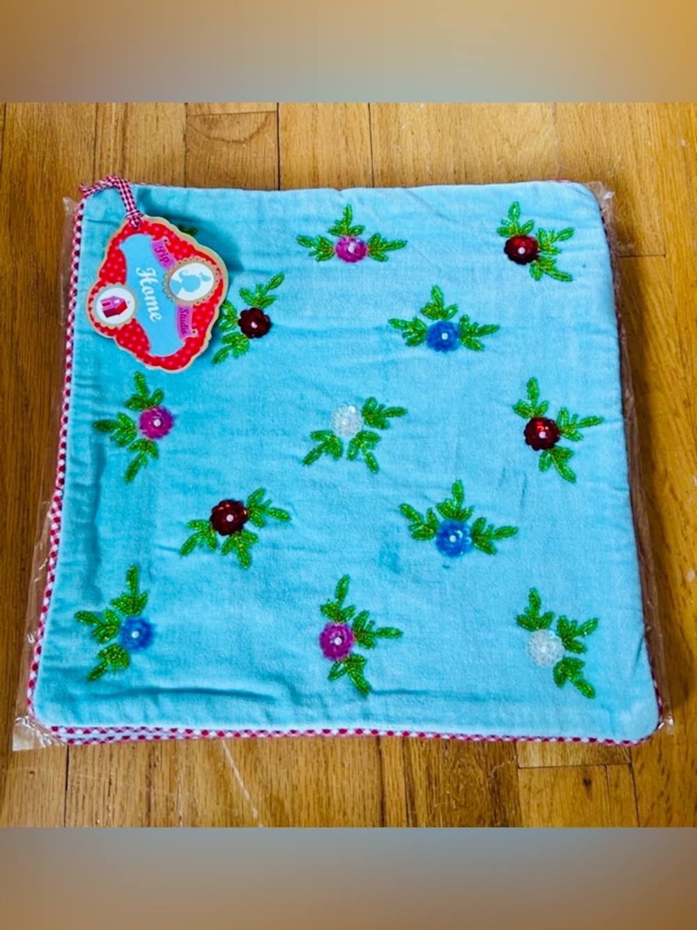 Anthropologie‎ Pip Studio Light Blue velvet sequin 12x12 pillow cushion covers 2